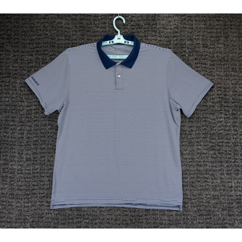 BONOBOS Golf Shirt Mens XL Blue White Striped Stretch Performance Polo Preppy